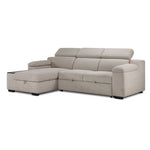 Slayden right-facing 2-piece taupe polyester sectional with chaise, adjustable headrests and side table