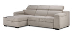 Slayden right-facing 2-piece taupe polyester sectional with chaise, adjustable headrests and side table