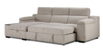Slayden right-facing 2-piece taupe polyester sectional with pop-up bed extended and chaise lounge