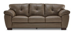 Sloan II chocolate leather sofa with clean contemporary shape, padded arms and front view
