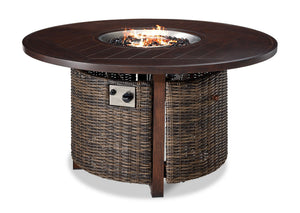 Solstice Table de jardin ronde 2 mcx avec foyer - Brun antique