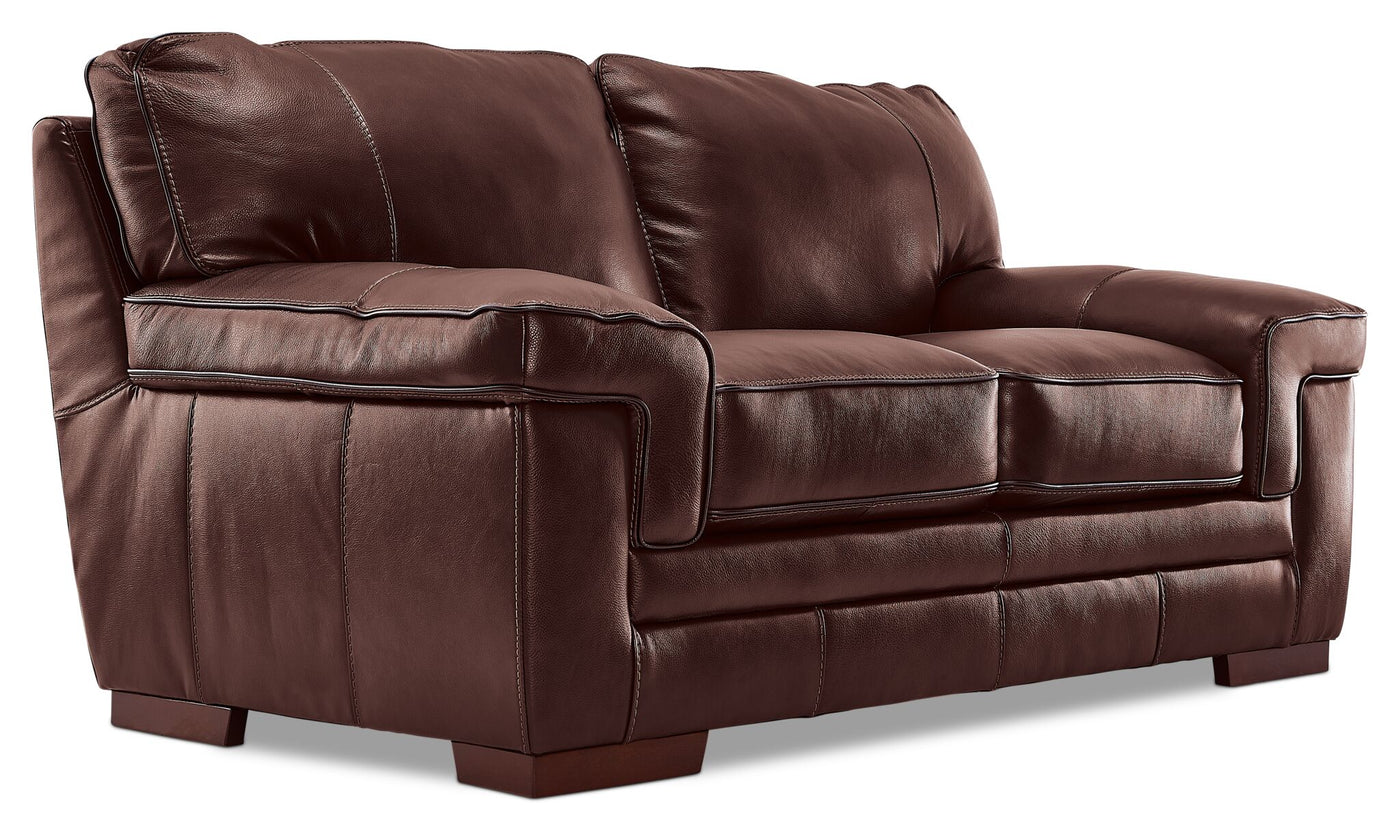 Stampede Leather Sofa, Loveseat and Chair Set - Hazelnut