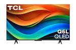 Front view of TCL 43-inch QLED 4K Smart TV displaying vibrant abstract background