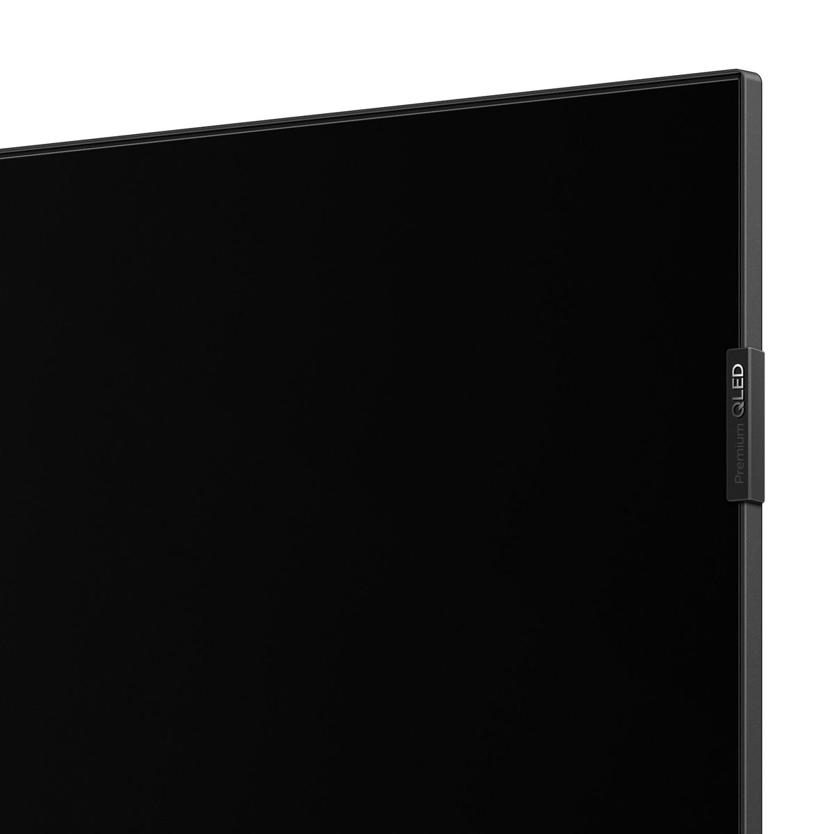 Close-up of side bezel with Premium QLED feature tag
