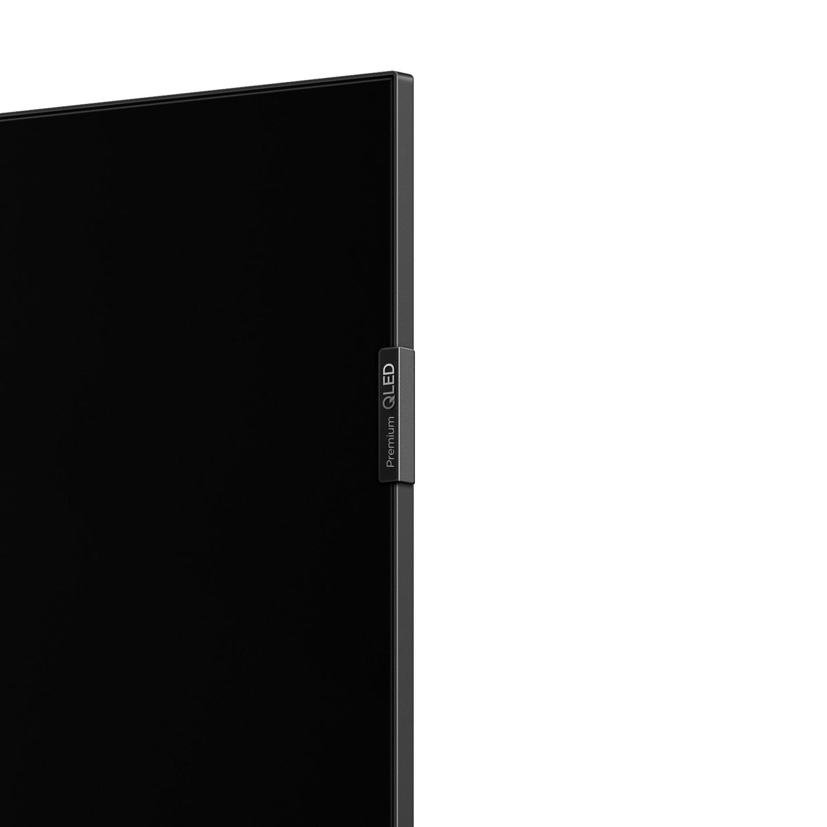 Close-up of side bezel with Premium QLED feature tag