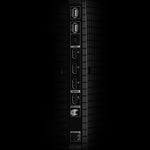 Close-up of rear connection panel showing HDMI, USB, LAN, and optical ports