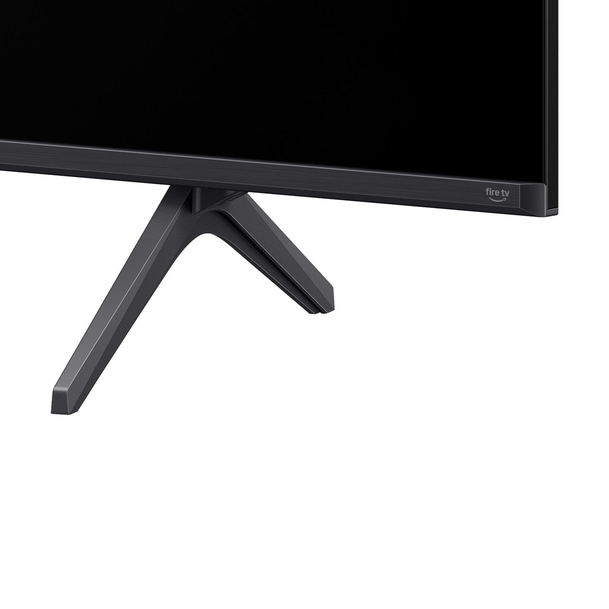 Close-up of TCL TV stand leg and bottom frame featuring Fire TV logo