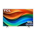 TCL 55-inch QLED 4K Smart TV front view showing colourful graphic display