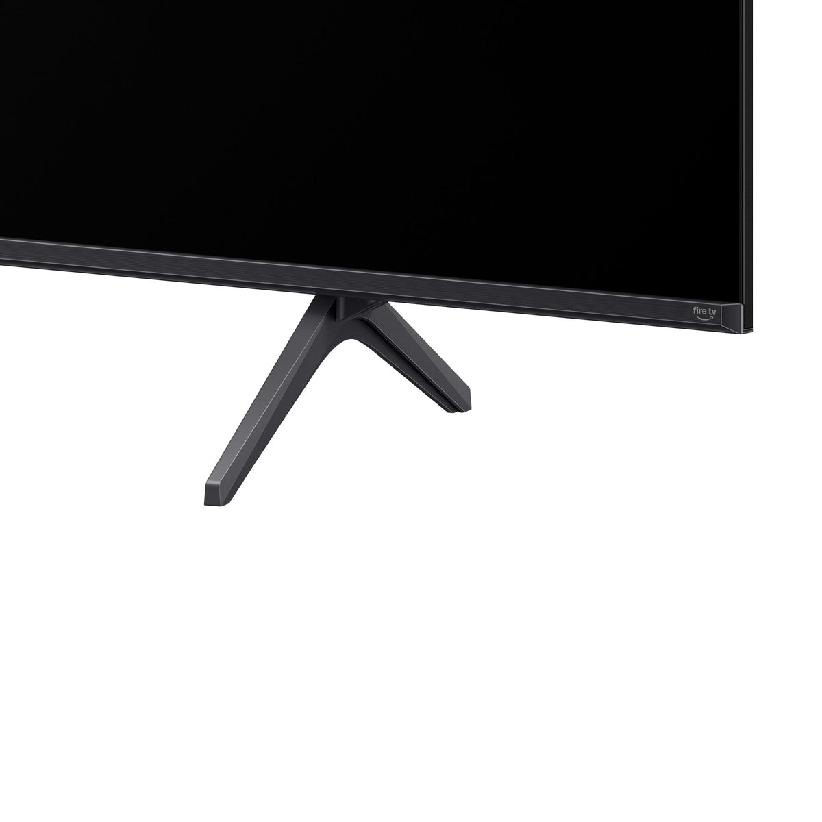 Close-up of TCL TV stand leg and bottom frame featuring Fire TV logo
