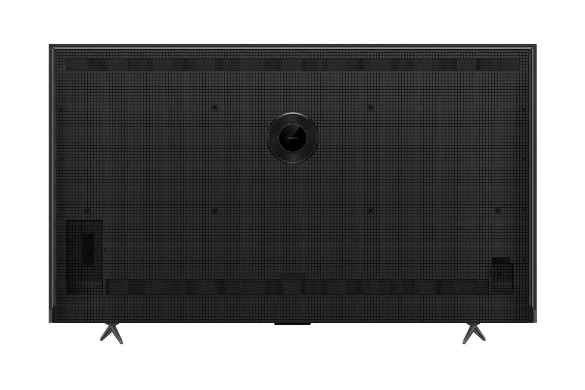 Back view of TCL 85-inch 4K Smart TV showing textured back panel and stand feet