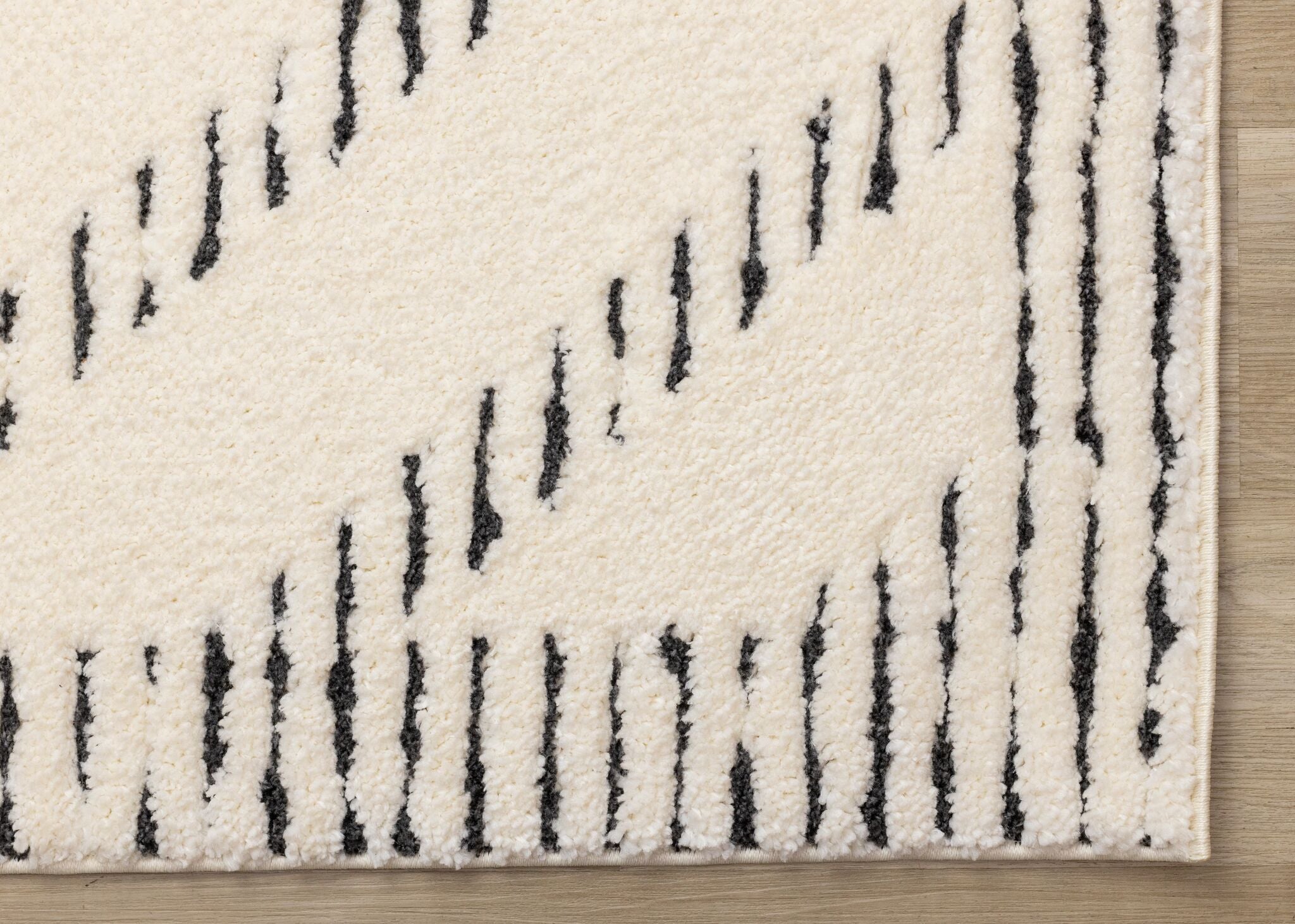 Talia 6'7" x 9'6" Striped Diamond Design Area Rug - Cream, Black