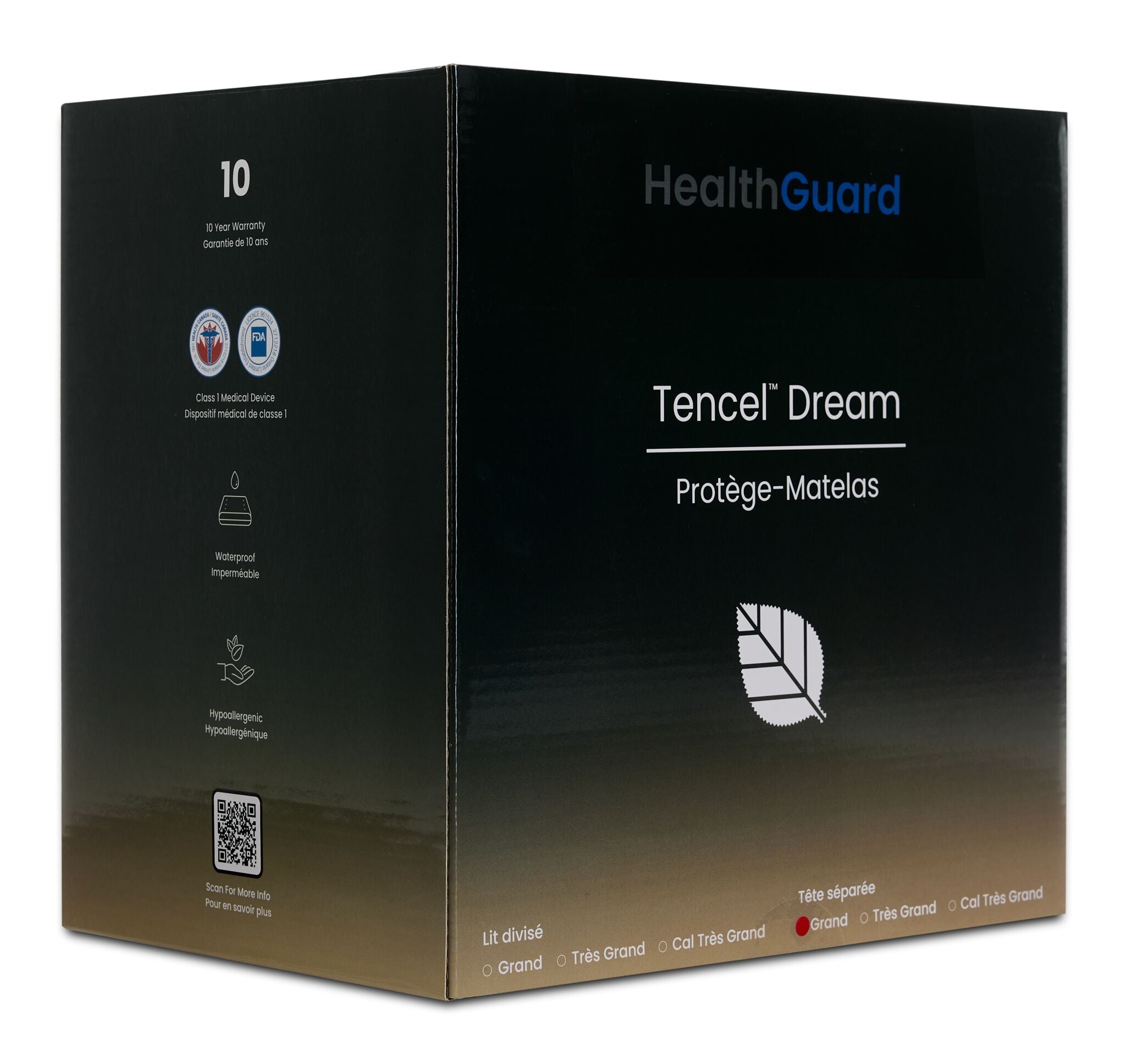 Tencel Dream Protège-matelas avec tête de lit divisée grand--Tissu