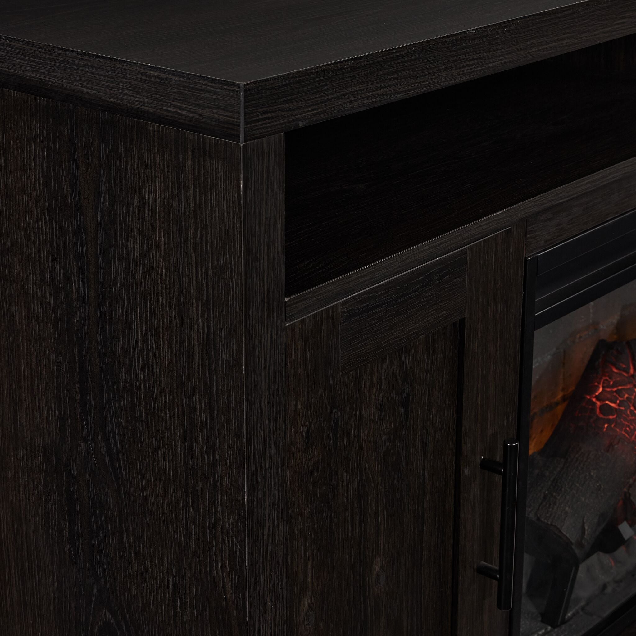 Tessan 64" Fireplace Media Console – Dark Grey, Brown