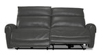Theo Leather Dual Power Reclining Sofa - Granite front view with both power reclining footrests extended