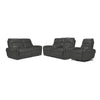 Theo Ens. Sofa, causeuse et fauteuil inclinables électriques en cuir à double inclinaison – granite