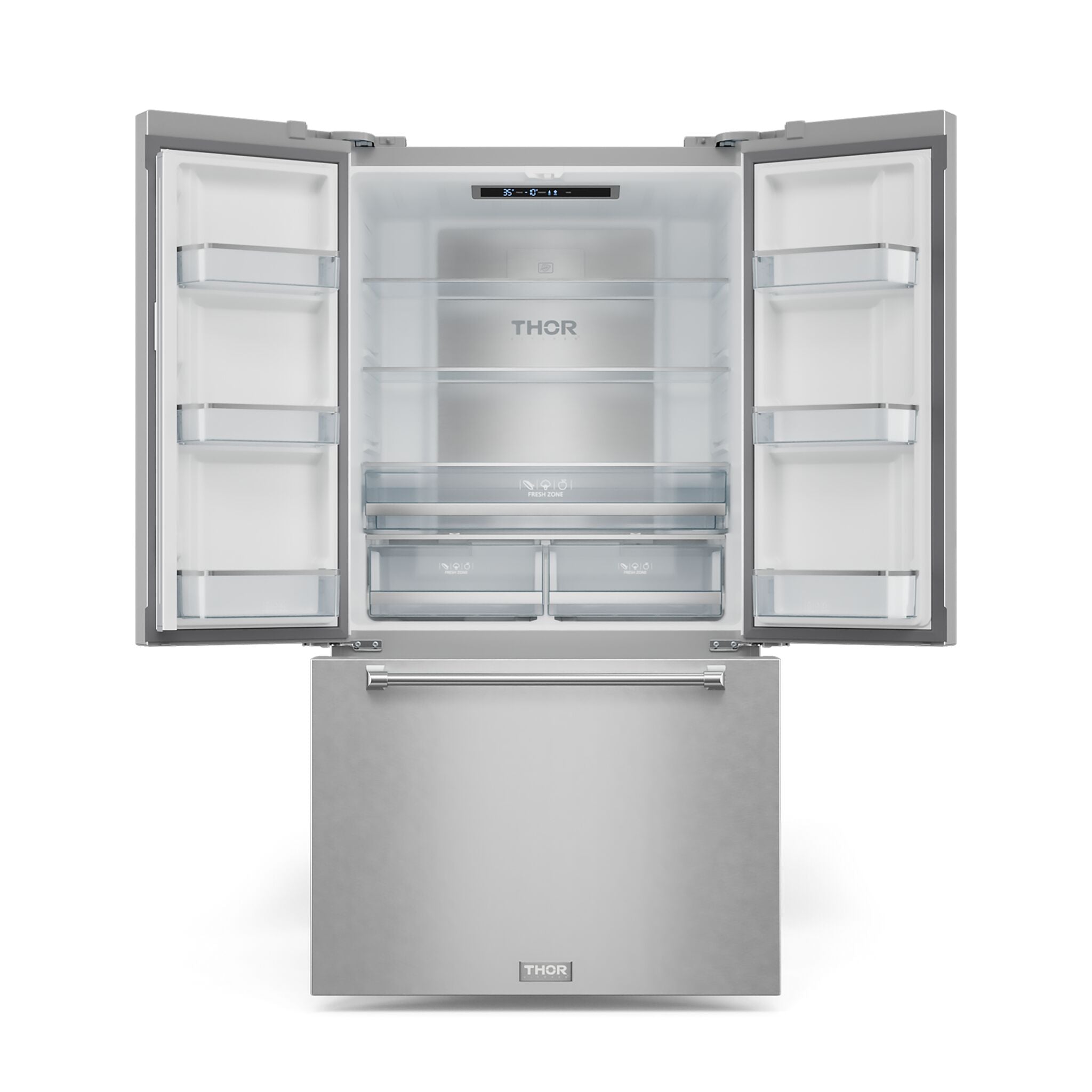 Thor Kitchen - Gordon Ramsay Collection 36" 20.3 Cu. Ft. Stainless Steel Counter-Depth French Door Refrigerator with Ice Maker - RF3621CTD99-BLK