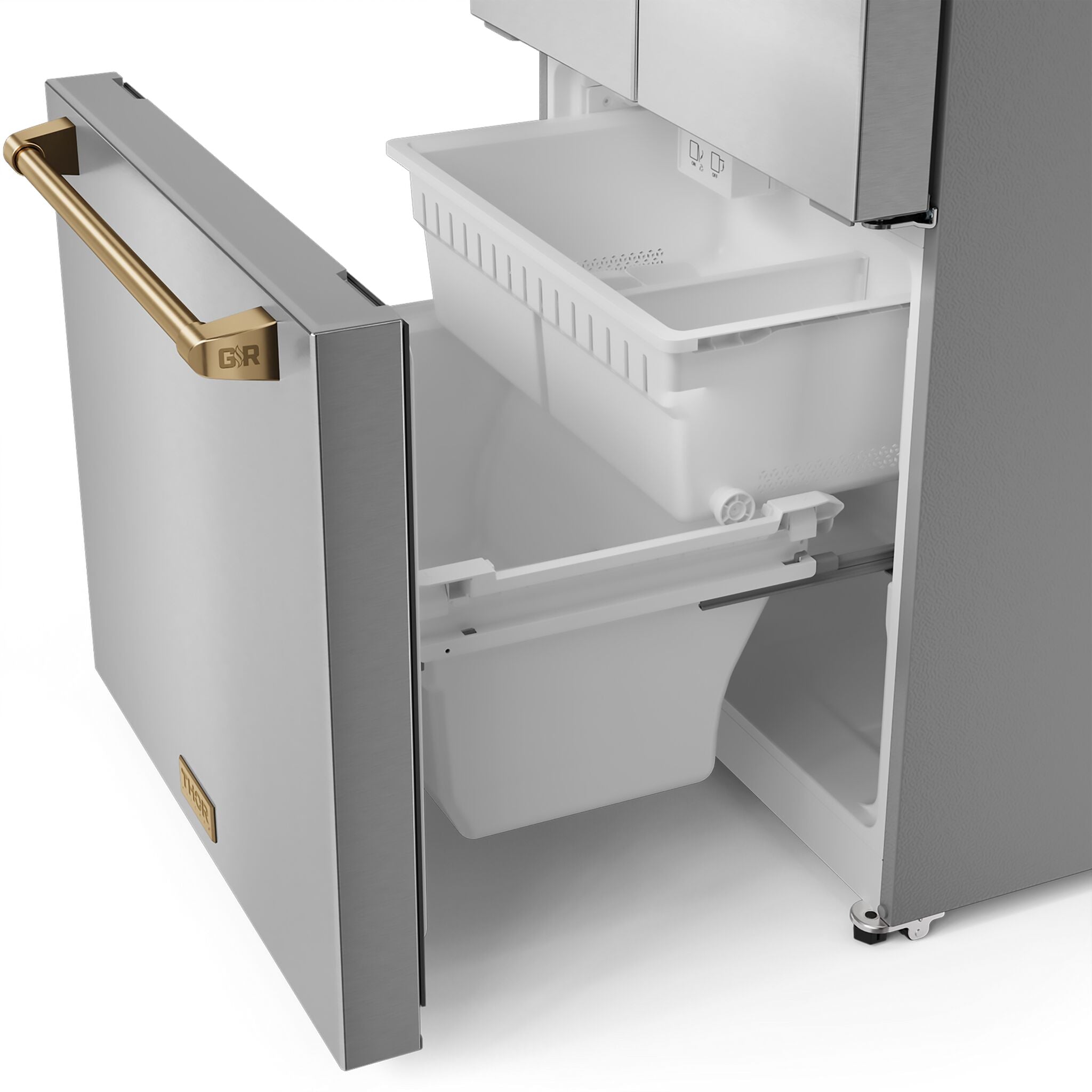 Thor Kitchen - Gordon Ramsay Collection 30" 17.5 Cu. Ft. Stainless Steel Counter-Depth French Door Refrigerator with Ice Maker - RF3017FFD99-BRZ