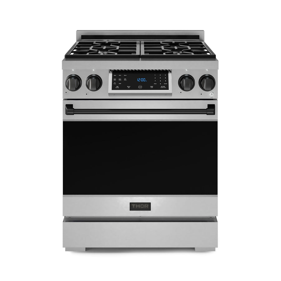 Thor Kitchen Stainless Steel Freestanding Professional Gas Range|Gordon Ramsay Series (4.55 cu.ft.)- RSG30-BLK