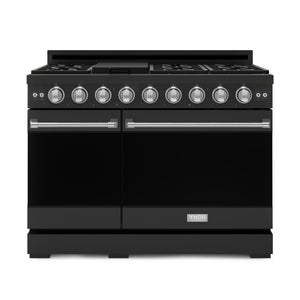 Thor Kitchen Série Gordon Ramsay Cuisinière au gaz professionnelle autonome 7,0 pi³ four double acier inoxydable noir RSG48EB-SS