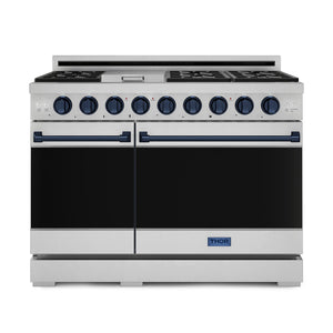 Thor Kitchen Série Gordon Ramsay Cuisinière au gaz professionnelle autonome 7,0 pi³ four double acier inoxydable RSG48E-BLU