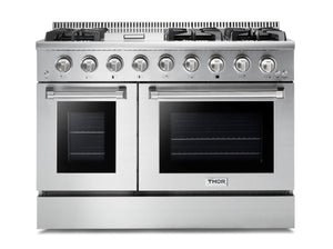 Thor Cuisinière au gaz autonome 6,7 pi³ à four double acier inoxydable HRG4808U