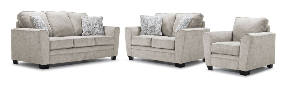 Tilley Sofa, Loveseat and Chair Set - White