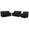 Toscana Ens. Sofa, causeuse et fauteuil en cuir - noir