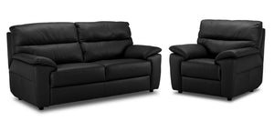 Toscana Ens. Sofa et fauteuil en cuir - noir