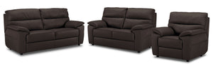 Toscana Ens. Sofa, causeuse et fauteuil en cuir - chocolat
