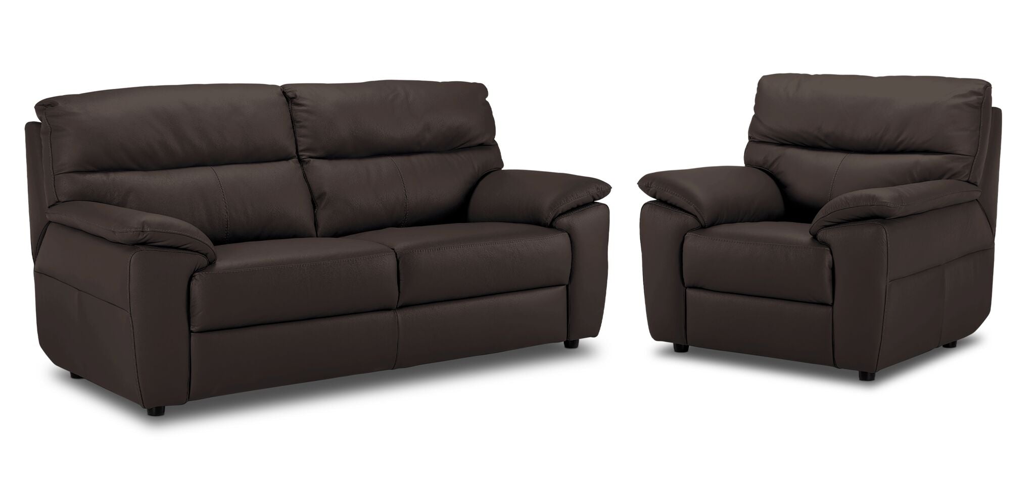 Toscana Leather Sofa and Chair Set - Chocolate