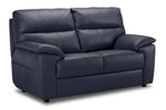 Toscana Leather Sofa and Loveseat Set - Navy Blue