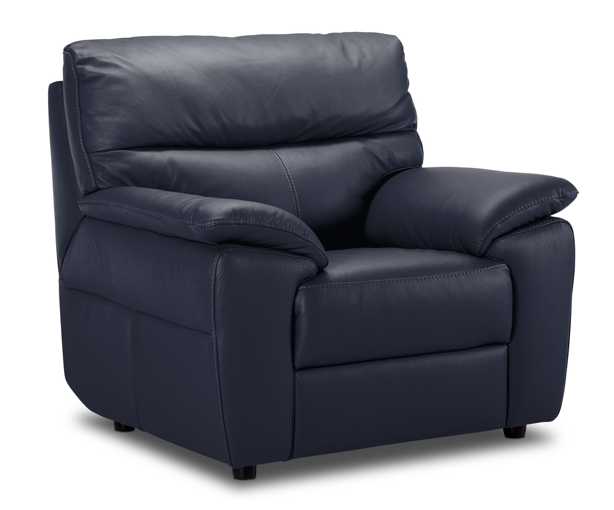 Toscana Leather Sofa and Chair Set - Navy Blue