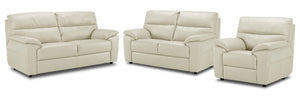 Toscana Ens. Sofa, causeuse et fauteuil en cuir - blanc