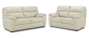 Toscana Ens. Sofa et causeuse en cuir - blanc