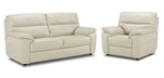Toscana Leather Sofa and Chair Set - White