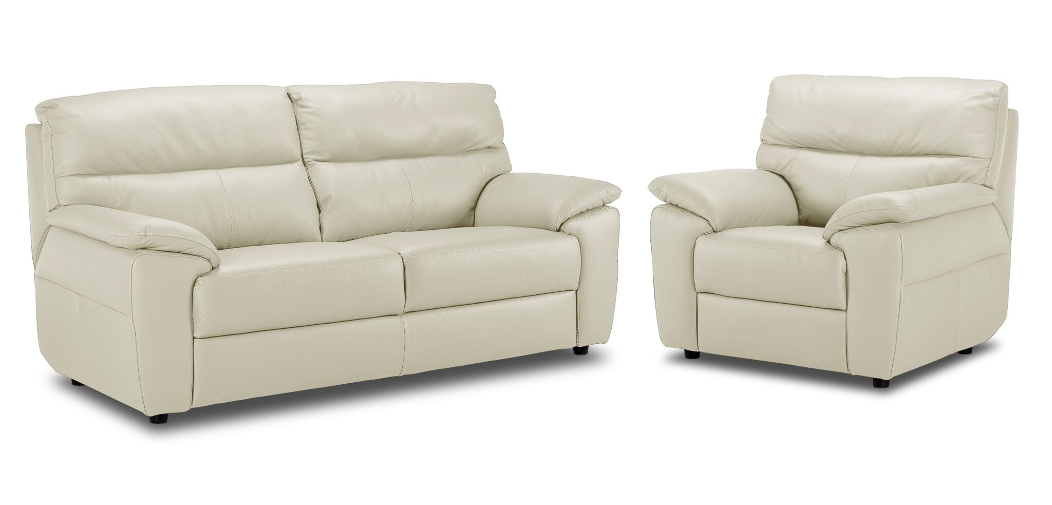 Toscana Leather Sofa and Chair Set - White