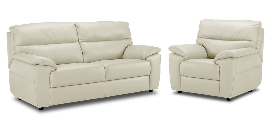 Toscana Leather Sofa and Chair Set - White