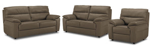 Toscana Ens. Sofa, causeuse et fauteuil en cuir - taupe