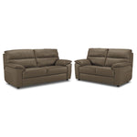 Toscana Leather Sofa and Loveseat Set - Taupe