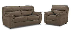 Toscana Ens. Sofa et fauteuil en cuir - taupe