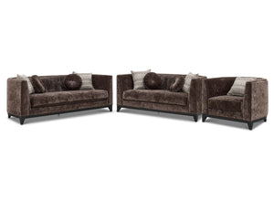 Tresor Ens. Sofa, causeuse et fauteuil – brun foncé