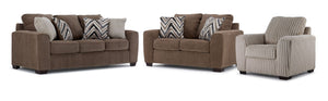 Tuscan Ens. Sofa, causeuse et fauteuil - brun, gris