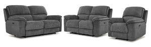 Vandelay Ens. Sofa, causeuse et fauteuil inclinables électriques - gris 