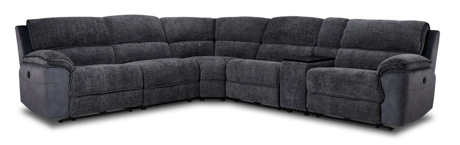 Vandelay 6-Piece Dual Power Reclining Sectional with Console - Blue