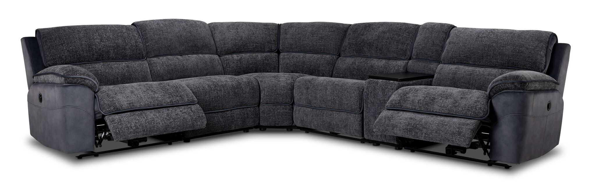 Vandelay 6-Piece Dual Power Reclining Sectional with Console - Blue