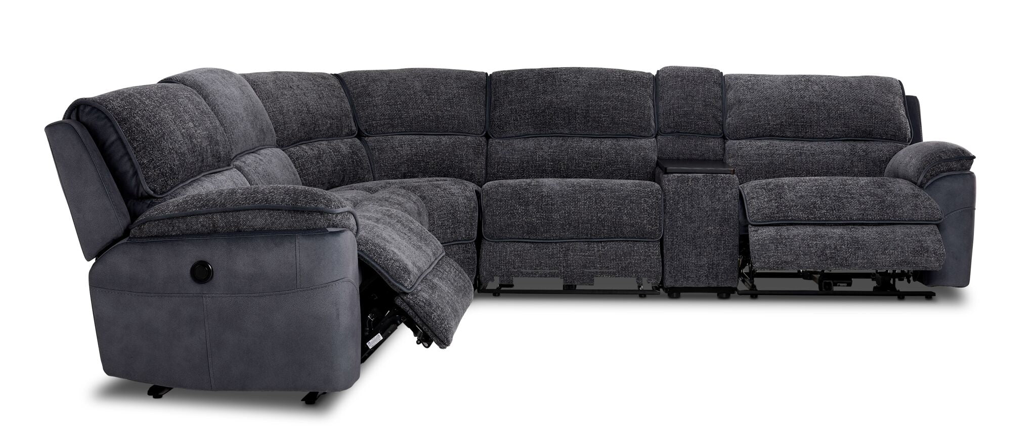 Vandelay 6-Piece Dual Power Reclining Sectional with Console - Blue