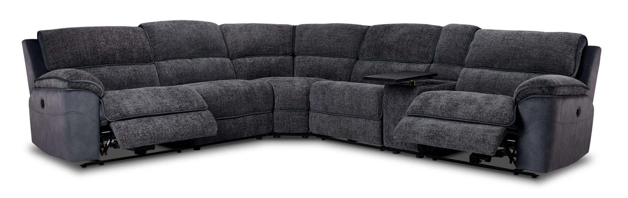 Vandelay 6-Piece Dual Power Reclining Sectional with Console - Blue