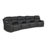 Velocity Sectionnel inclinable électrique cinéma maison 7 mcx en cuir avec 2 consoles en angle et 1 console droite – gris foncé