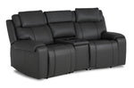 Velocity 3-Piece Leather Power Reclining Home Theatre Seating - Dark Grey with two seats, wedge console and padded headrests