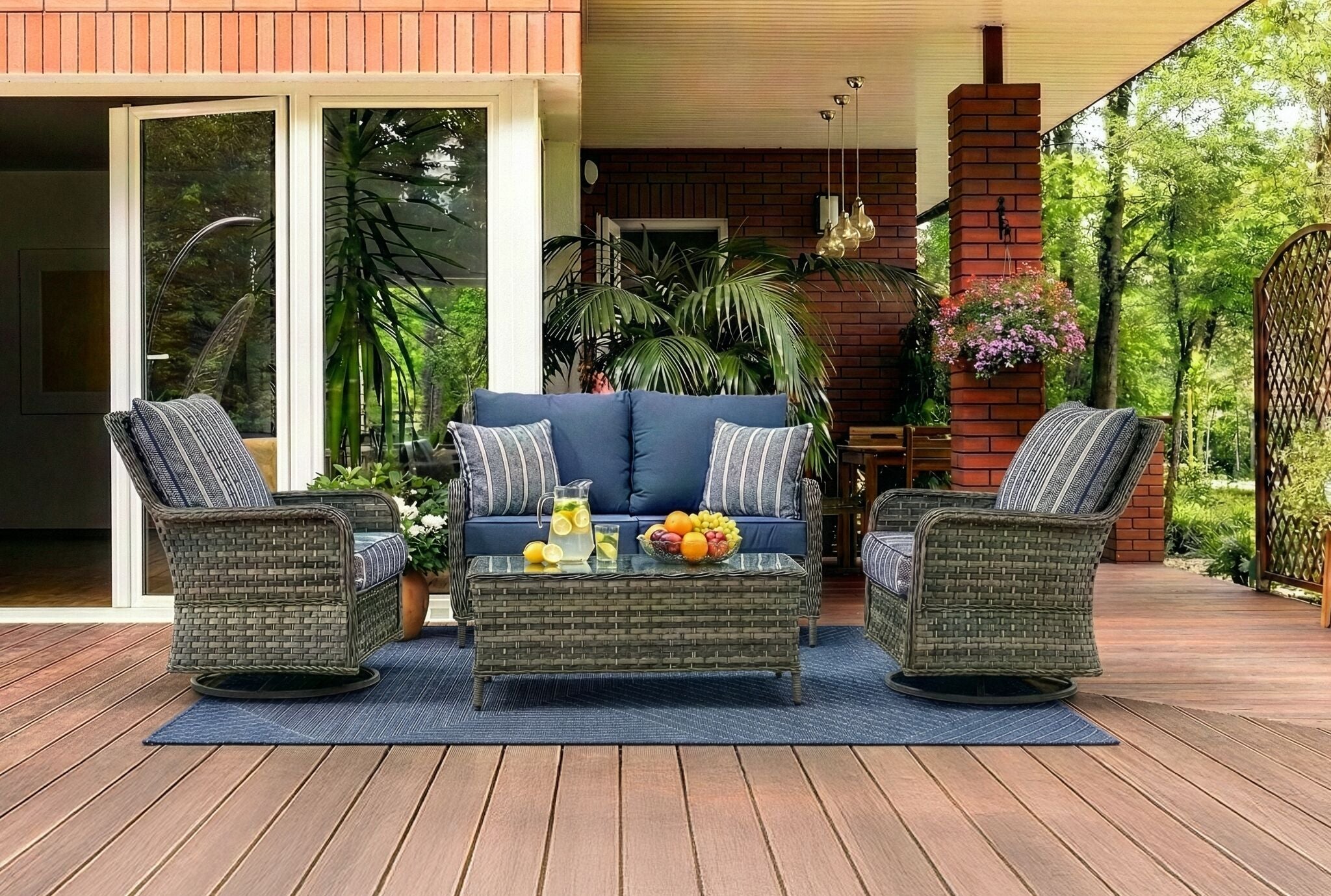 Veranda 4-Piece Outdoor Conversation Set - Grey, Blue